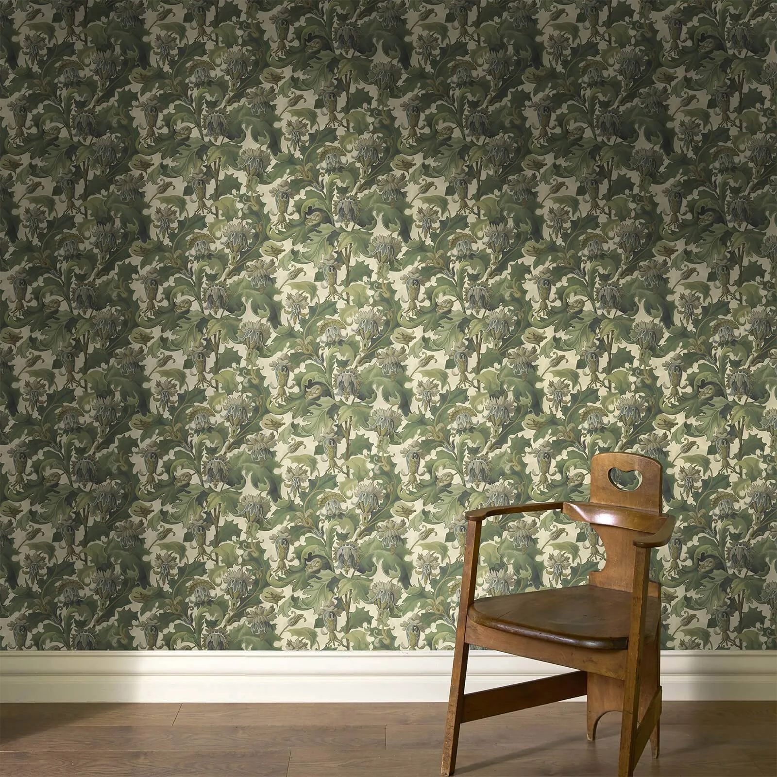 House of Hackney Vespertine wallpaper in Ecru, blooms and foliage in ecru
