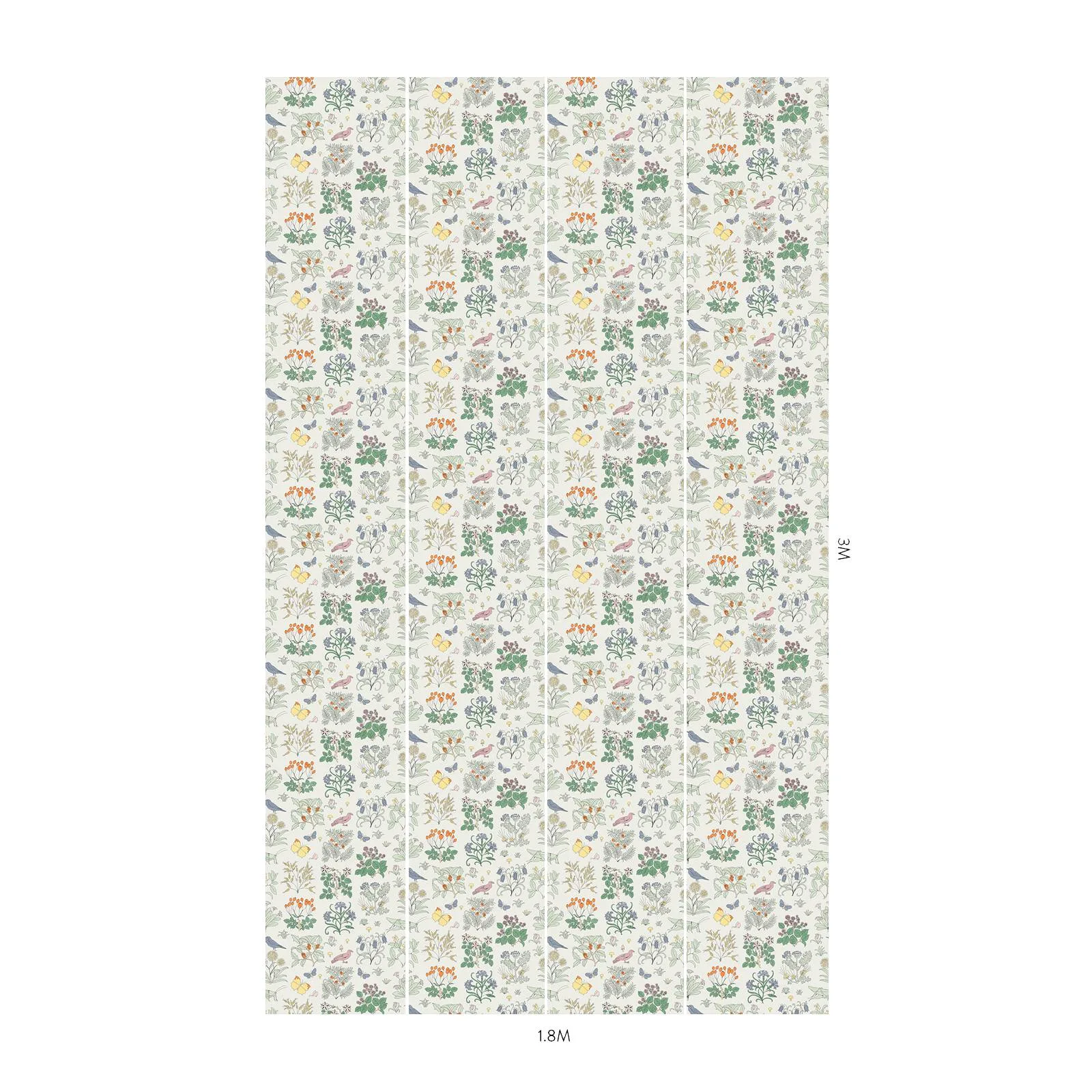 House of Hackney Voysey's Garden Magna wallpaper in Off White, blooms and foliage in white
