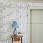 House of Hackney Voysey's Garden Magna wallpaper in Off White, blooms and foliage in white