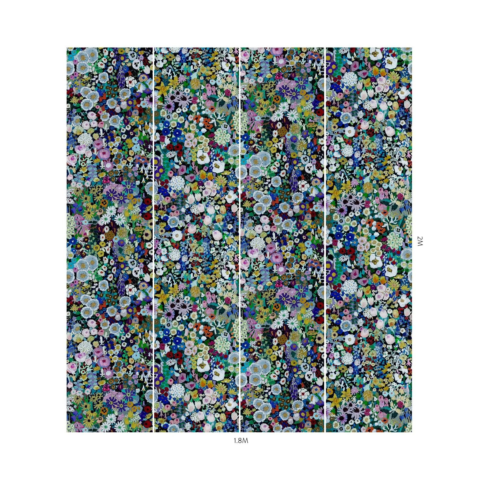 House of Hackney Woodstock Wallpaper in Meadow House of Hackney Woodstock wallpaper in Meadow, blooms and foliage in meadow