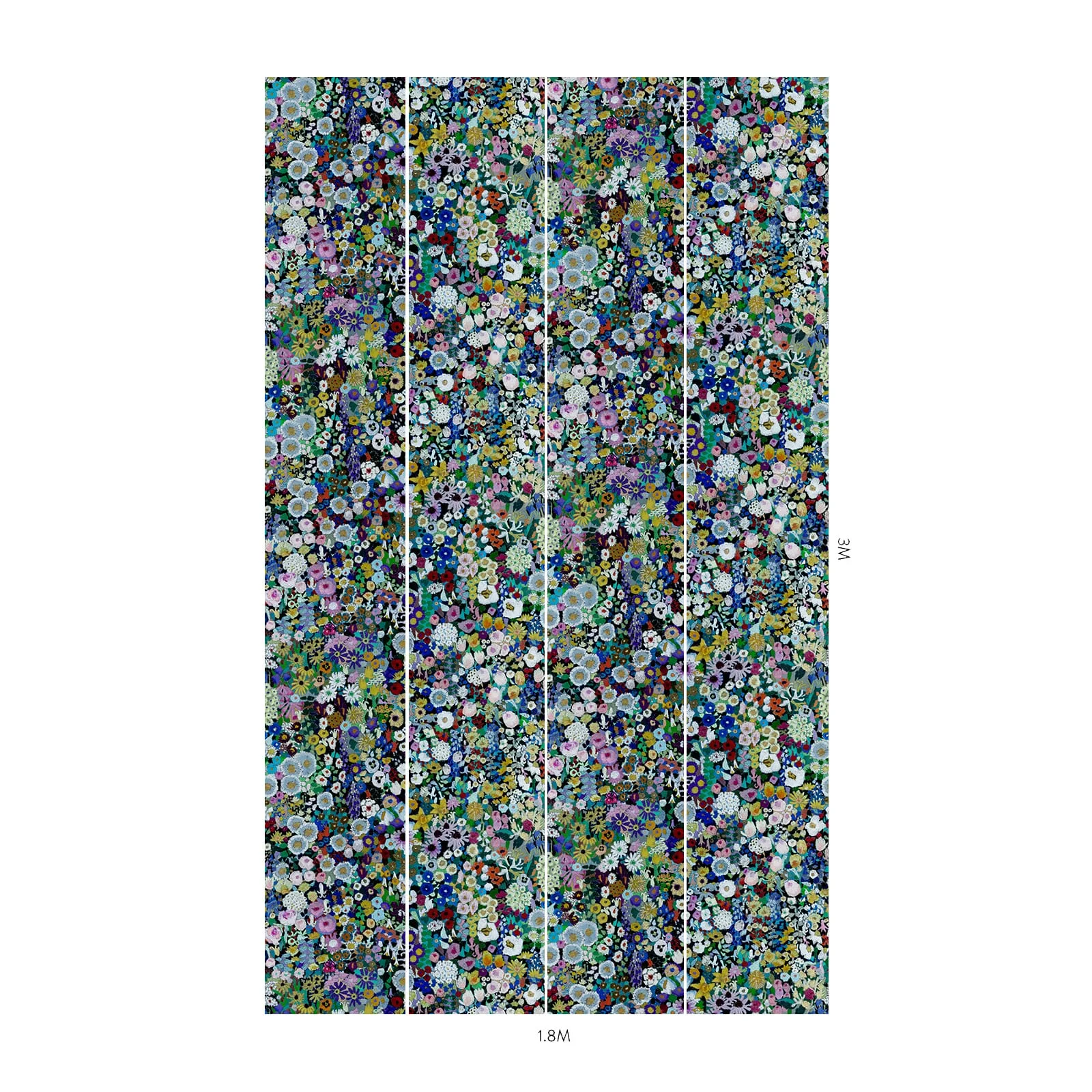 House of Hackney Woodstock Wallpaper in Meadow House of Hackney Woodstock wallpaper in Meadow, blooms and foliage in meadow