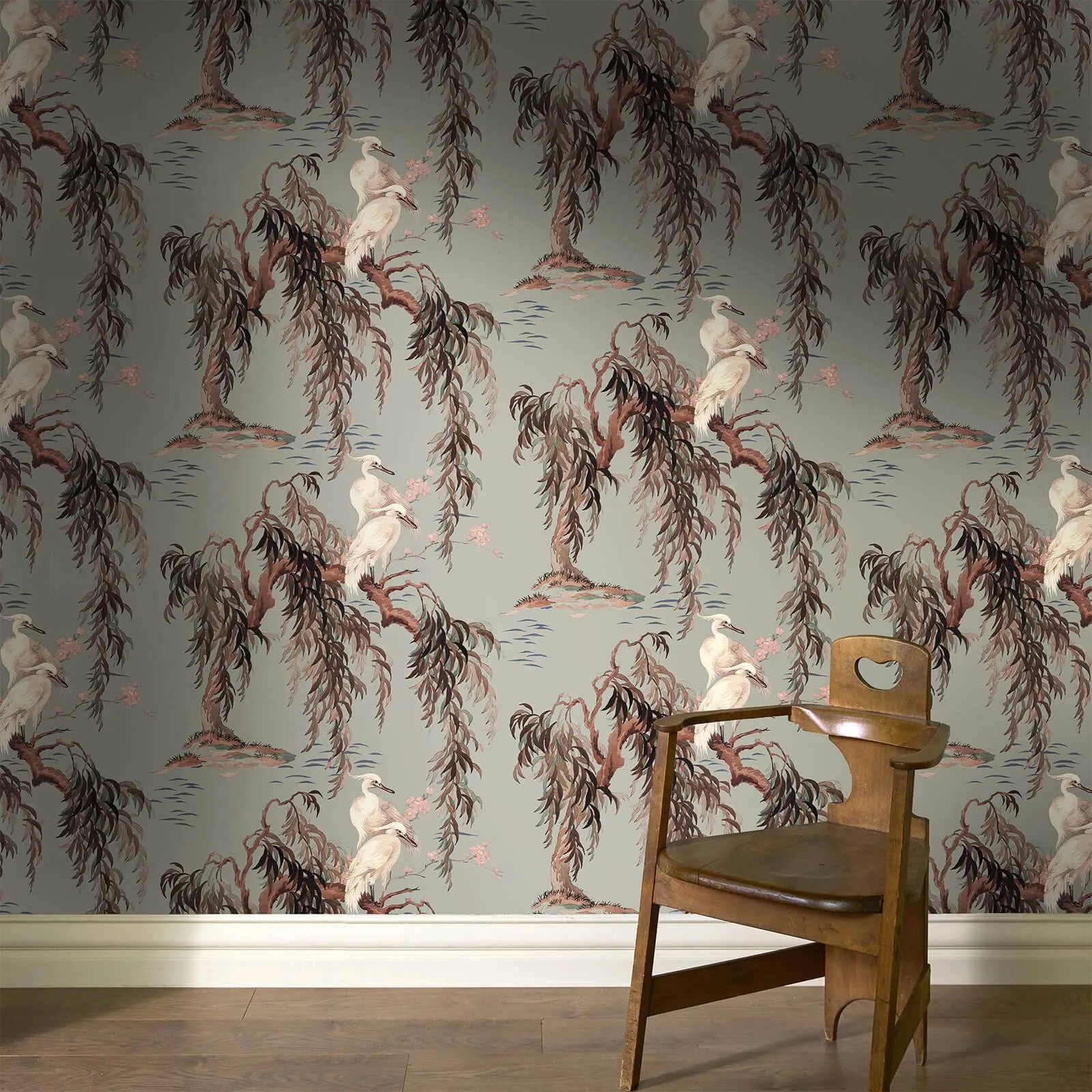 House of Hackney Zeus wallpaper in Eau De Nil, blooms and foliage in eau de nil