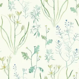 Inspired by Color Alpine Botanical wallpaper, color White, SKU NR1566