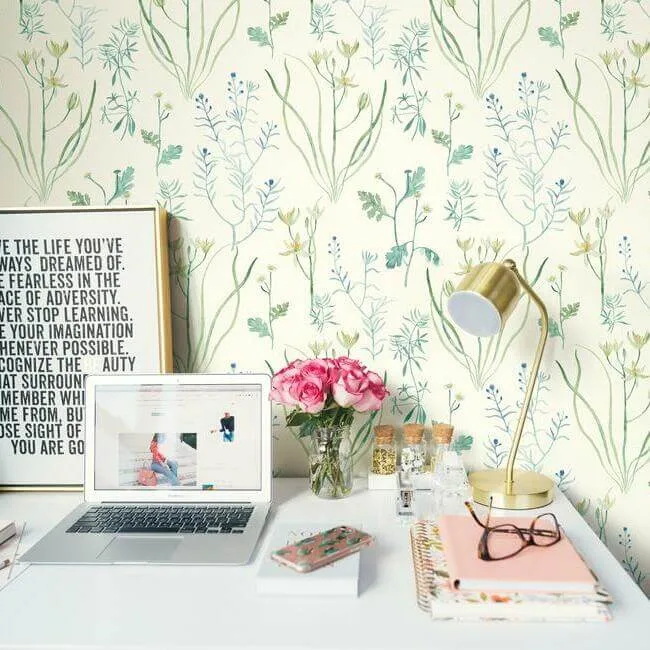 Inspired by Color Alpine Botanical - White Wallpaper | Buy Online Inspired by Color Alpine Botanical wallpaper, color White, SKU NR1566