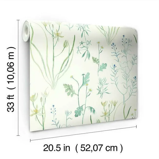 Inspired by Color Alpine Botanical - White Wallpaper | Buy Online Inspired by Color Alpine Botanical wallpaper, color White, SKU NR1566