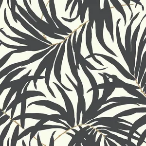 Inspired by Color Bali Leaves wallpaper, color Off White & Dark Grey, SKU AT7056