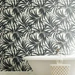 Inspired by Color Bali Leaves wallpaper, color Off White & Dark Grey, SKU AT7056