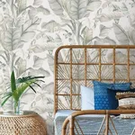 Inspired by Color Banana Leaf wallpaper, color White & Cream, SKU BW3972
