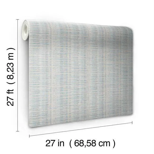 Inspired by Color Broken Boucle Stripe wallpaper, color Putty & Blue, SKU SR1517
