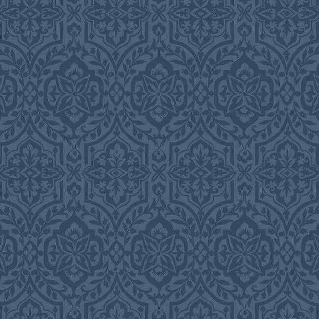 Inspired by Color Cathedral Damask wallpaper, color Blue, SKU DM5037