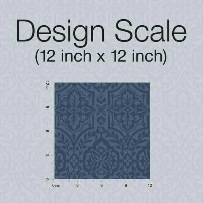Inspired by Color Cathedral Damask - Blue Wallpaper | Buy Online Inspired by Color Cathedral Damask wallpaper, color Blue, SKU DM5037