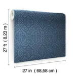 Inspired by Color Cathedral Damask - Blue Wallpaper | Buy Online Inspired by Color Cathedral Damask wallpaper, color Blue, SKU DM5037