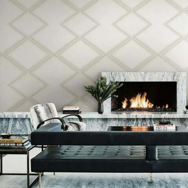 Inspired by Color Diamond Twist - White & Cream Wallpaper | Buy Online Inspired by Color Diamond Twist wallpaper, color White & Cream, SKU BW3821