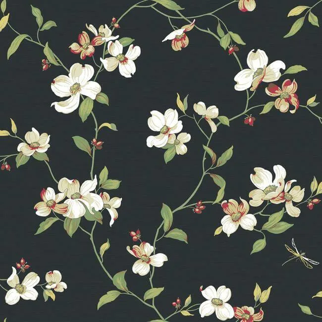 Inspired by Color Dogwood wallpaper, color Black, SKU GE9550