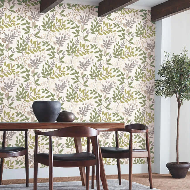 Inspired by Color Eden Retreat wallpaper, color Beige & Green, SKU MN1844