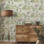 Inspired by Color Eden Retreat wallpaper, color Beige & Green, SKU MN1844
