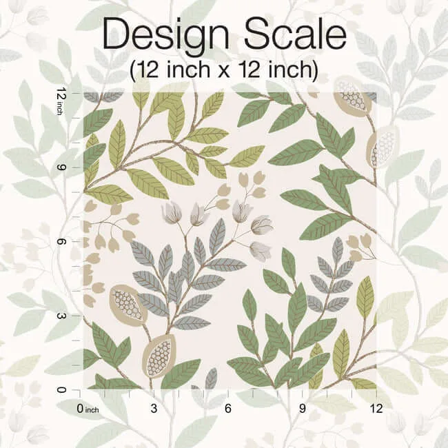 Inspired by Color Eden Retreat wallpaper, color Beige & Green, SKU MN1844