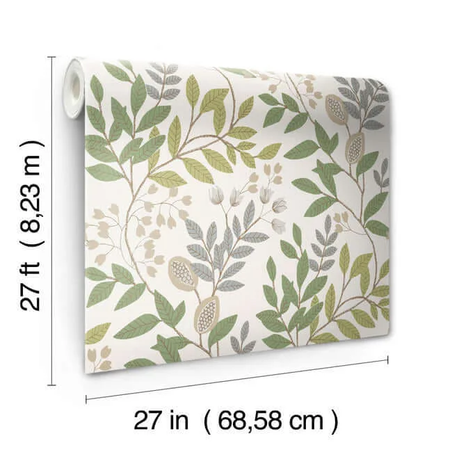 Inspired by Color Eden Retreat wallpaper, color Beige & Green, SKU MN1844