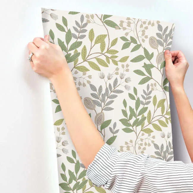 Inspired by Color Eden Retreat wallpaper, color Beige & Green, SKU MN1844