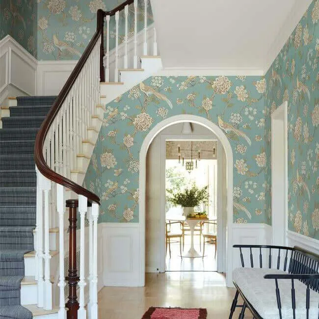 Inspired by Color Fanciful wallpaper, color Teal, SKU AF1901