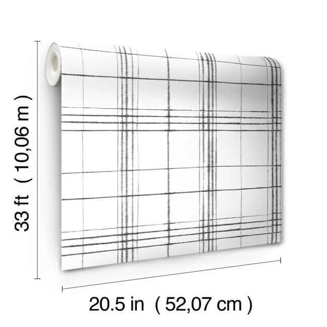 Inspired by Color Farmhouse Plaid wallpaper, color Black & White, SKU FH4016