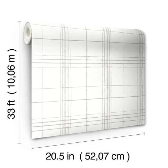 Inspired by Color Farmhouse Plaid - Linen & White Wallpaper | Buy Online Inspired by Color Farmhouse Plaid wallpaper, color Linen & White, SKU FH4019