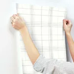 Inspired by Color Farmhouse Plaid - Linen & White Wallpaper | Buy Online Inspired by Color Farmhouse Plaid wallpaper, color Linen & White, SKU FH4019