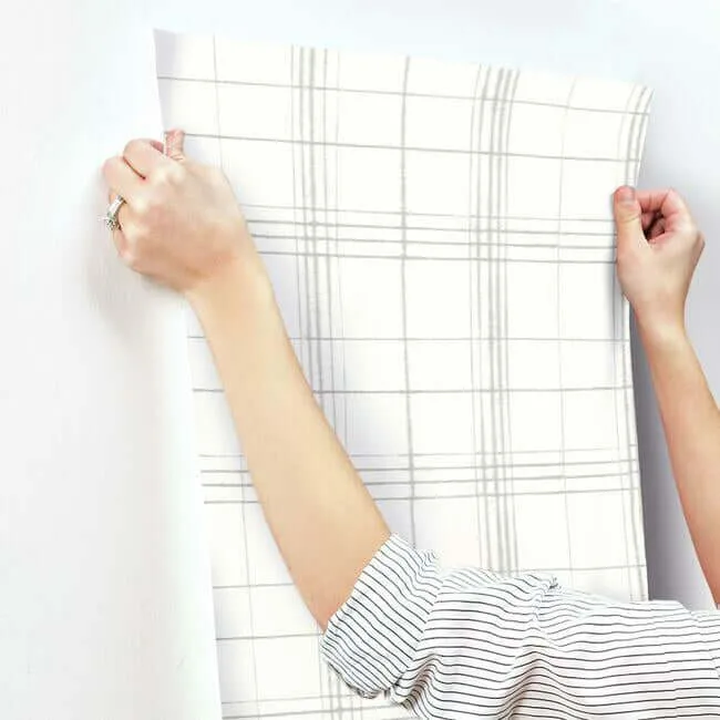 Inspired by Color Farmhouse Plaid - Linen & White Wallpaper | Buy Online Inspired by Color Farmhouse Plaid wallpaper, color Linen & White, SKU FH4019