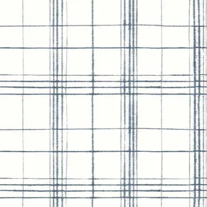 Inspired by Color Farmhouse Plaid wallpaper, color Navy & White, SKU FH4017