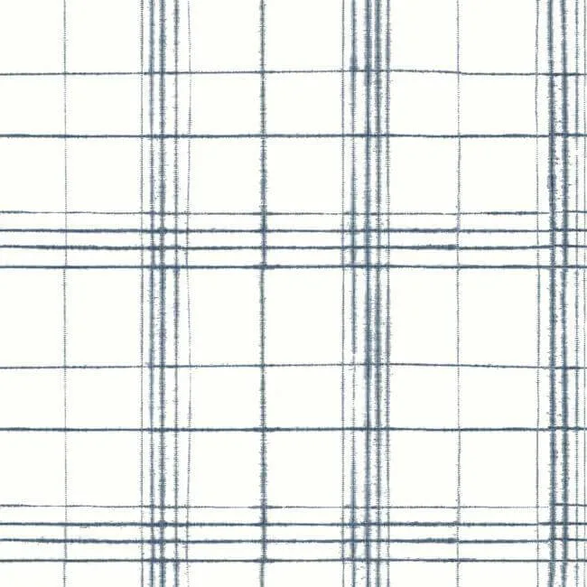 Inspired by Color Farmhouse Plaid wallpaper, color Navy & White, SKU FH4017