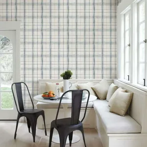 Inspired by Color Farmhouse Plaid wallpaper, color Navy & White, SKU FH4017