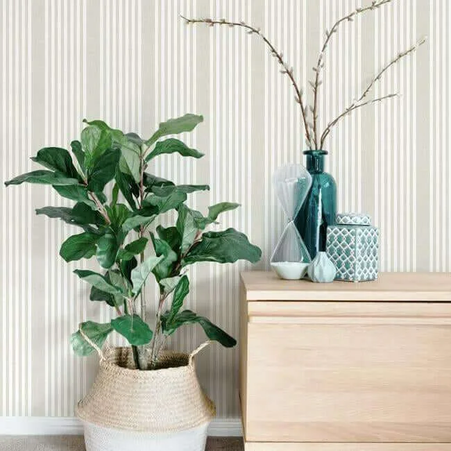 Inspired by Color French Linen Stripe wallpaper, color Soft Linen, SKU SR1581