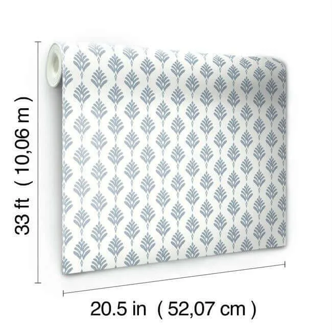 Inspired by Color French Scallop - Blue Wallpaper | Buy Online Inspired by Color French Scallop wallpaper, color Blue, SKU CV4459