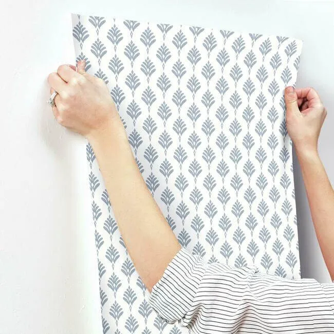 Inspired by Color French Scallop - Blue Wallpaper | Buy Online Inspired by Color French Scallop wallpaper, color Blue, SKU CV4459
