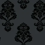 Inspired by Color Graphic Damask wallpaper, color Black, SKU BL0397