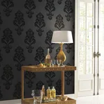 Inspired by Color Graphic Damask wallpaper, color Black, SKU BL0397