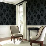 Inspired by Color Graphic Damask wallpaper, color Black, SKU BL0397