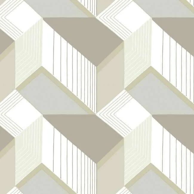 Inspired by Color Graphic Geo Blocks wallpaper, color White & Cream, SKU BW3881
