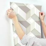 Inspired by Color Graphic Geo Blocks wallpaper, color White & Cream, SKU BW3881