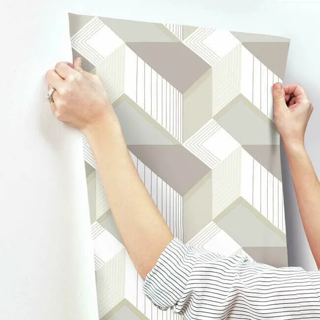 Inspired by Color Graphic Geo Blocks wallpaper, color White & Cream, SKU BW3881