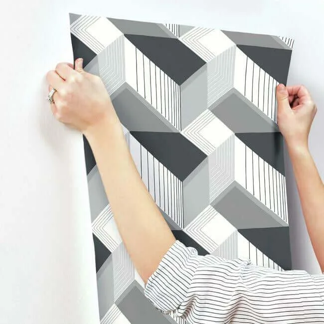 Inspired by Color Graphic Geo - Black & White Wallpaper | Buy Online Inspired by Color Graphic Geo wallpaper, color Black & White, SKU BW3882