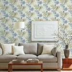 Inspired by Color Handpainted Songbird - Green & Blue Wallpaper | Buy Online Inspired by Color Handpainted Songbird wallpaper, color Green & Blue, SKU TL1928