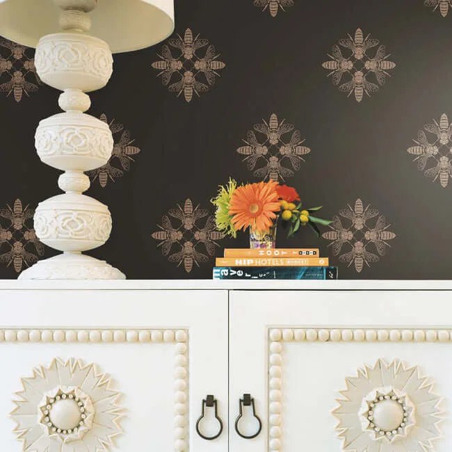 Inspired by Color Honey Bee - Gold & Black Wallpaper | Buy Online Inspired by Color Honey Bee wallpaper, color Gold & Black, SKU ON1642