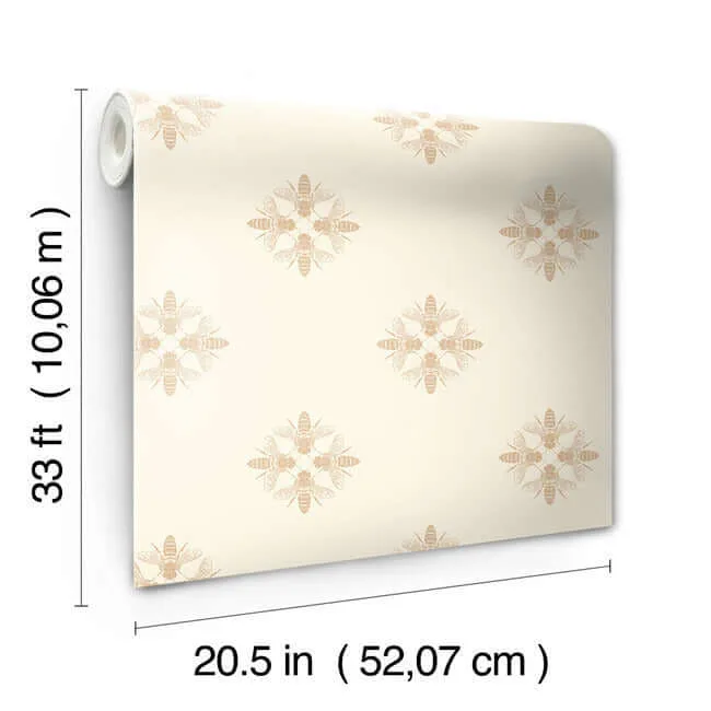 Inspired by Color Honey Bee - Gold & Cream Wallpaper | Buy Online Inspired by Color Honey Bee wallpaper, color Gold & Cream, SKU ON1641