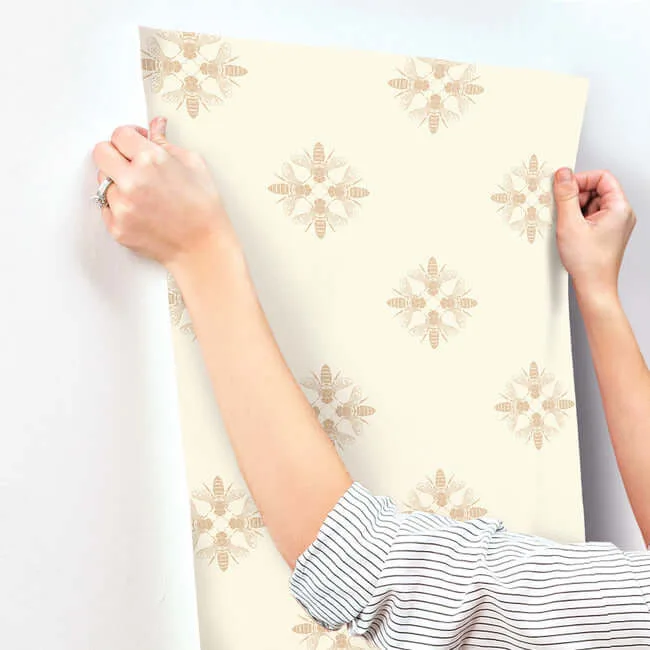 Inspired by Color Honey Bee - Gold & Cream Wallpaper | Buy Online Inspired by Color Honey Bee wallpaper, color Gold & Cream, SKU ON1641