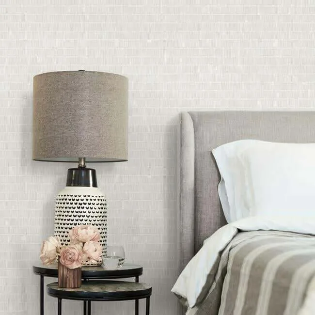 Inspired by Color Horizontal Hash Marks wallpaper, color White & Cream, SKU BW3812