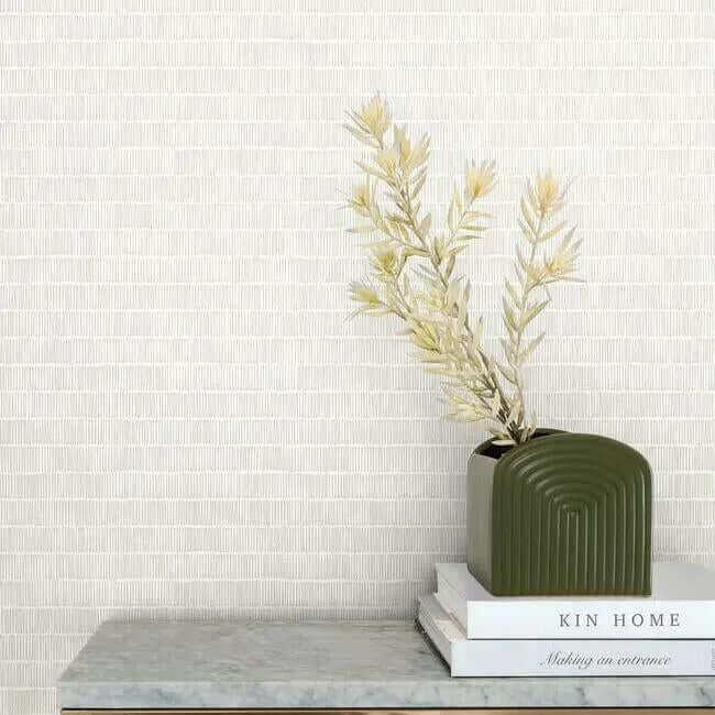 Inspired by Color Horizontal Hash Marks wallpaper, color White & Cream, SKU BW3812