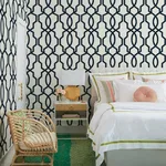 Inspired by Color Hourglass Trellis wallpaper, color Navy, SKU GM7521