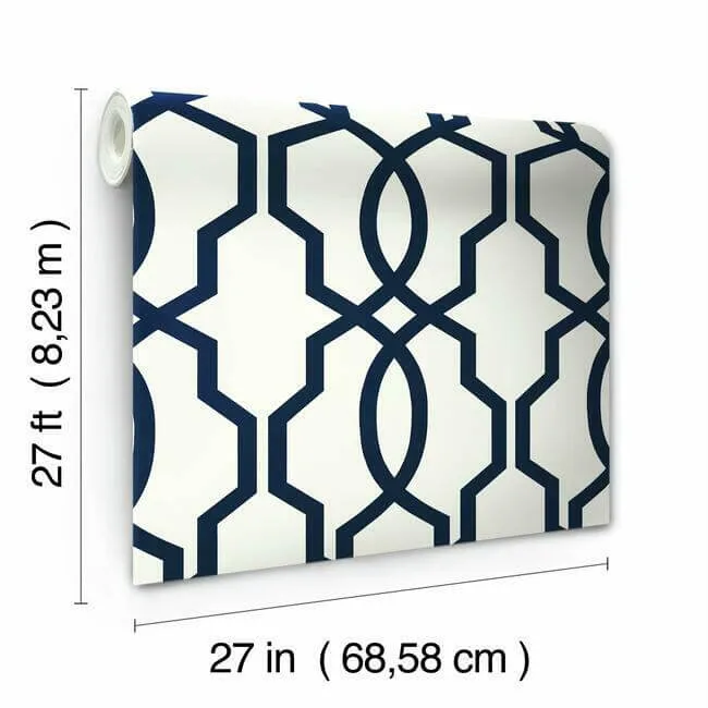 Inspired by Color Hourglass Trellis wallpaper, color Navy, SKU GM7521