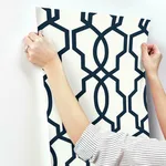 Inspired by Color Hourglass Trellis wallpaper, color Navy, SKU GM7521